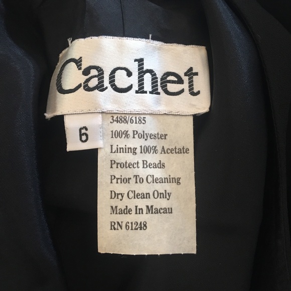 CACHET | Beaded V Neck Black Cocktail Dress - Picture 8 of 8